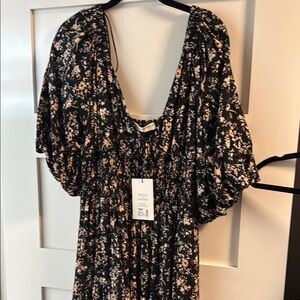 Floral Black and White Dress